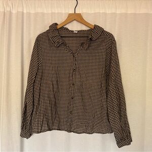 Old Navy Black and Brown Checkered Button Down Shirt
